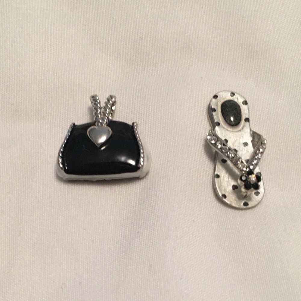 Set of two black and white necklace charms